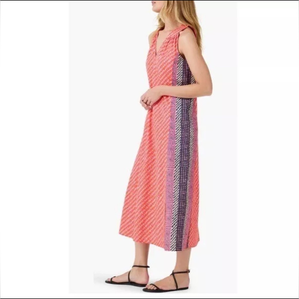 NIC+ZOE Coral and Navy Sleeveless V‑Neck Midi Dress - Picture 2 of 11